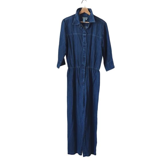 Coldwater Creek 90s Vintage Womens Denim Jumpsuit Romper Playsuit 12 Petite - Picture 1 of 8